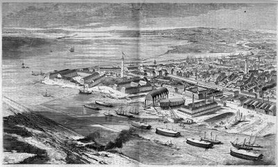 Vue aérienne de la ville et du port de Lorient, Morbihan (56) - French School