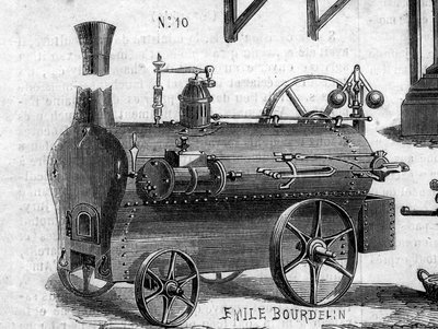 Machine agricole : une locomobile présentée au concours agricole de Paris en 1860. Gravure dans "Le Monde Illustré" n°169 du 7 juillet 1860 - French School
