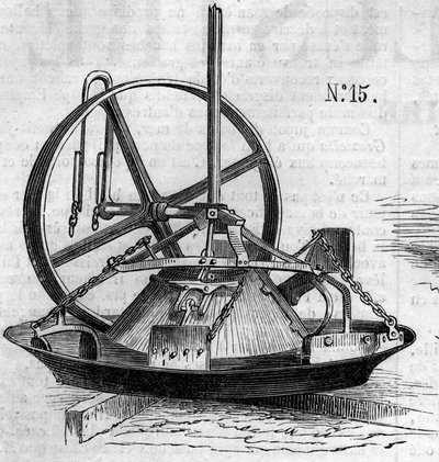 Machine agricole : un moulin à plâtre présenté au concours agricole de Paris en 1860. Gravure dans "Le Monde Illustré" n°172 du 28 juillet 1860. - French School