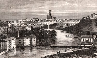 Albi - Languedoc-Roussillon-Midi-Pyrénées - gravure dans «La France illustrée: géographie, histoire, administration statistique» par V.A. Malt-Brown. 1884 - French School