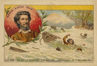 Alexandre de Serpa Pinto traversant les rapides du fleuve Cuando en 1877 - French School