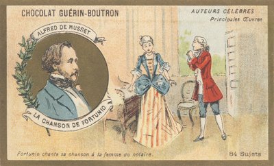 Alfred de Musset (1810-1857), écrivain français de la période romantique, auteur de « Chanson de Fortunio », poésie (1852) - French School