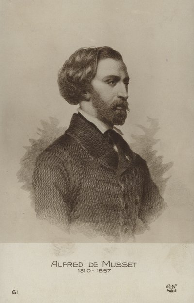 Alfred de Musset, dramaturge, romancier et poète français (lithographie) - French School