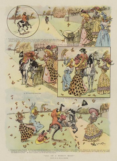 Tout par un matin venteux (chromolithographie) - French School