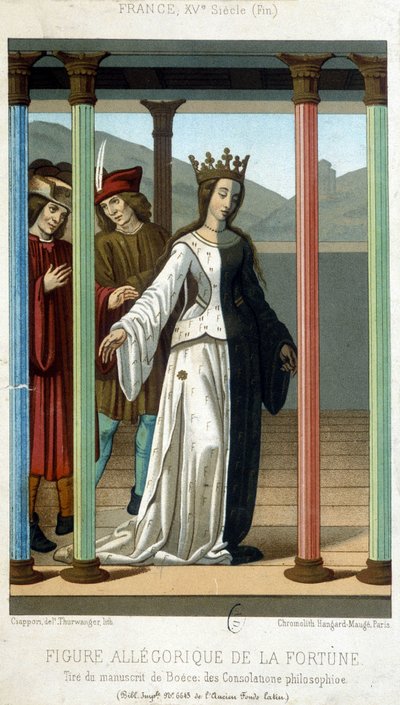 Figure allégorique de la Fortune - du manuscrit de Boèce "Consolations philosophiques", fin 15e siècle - French School