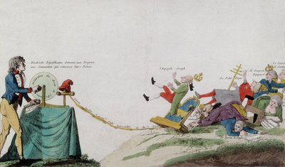 Allégorie de la Révolution française enlevant tous les trônes des voleurs couronnés - French School