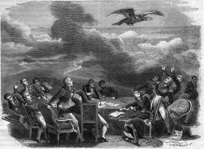 Allégorie de la fin du Congrès de Vienne en 1815 - agitation extraordinaire des diplomates apprenant le débarquement de Napoléon - dans « Histoire de l