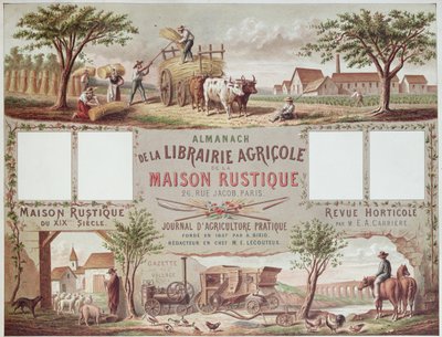 Almanach illustrant les méthodes agricoles traditionnelles et modernes, vers 1870-80 - French School