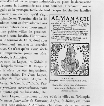 Almanach réalisé par Michel de Nostradame (Nostradamus) (1503-66) 1715 - French School