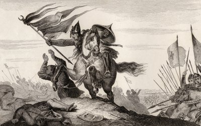 Un chevalier français du 8ème siècle en bataille, de 