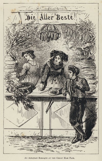 Une baraque alsacienne à la Grande Foire au Jambon (gravure) - French School