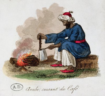 Un Arabe préparant du café, début du XIXe siècle - French School