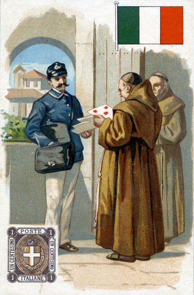 Facteur italien livrant du courrier, fin du XIXe siècle - French School