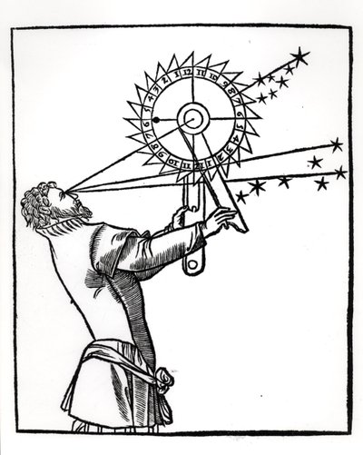 Un astrolabe, illustration de Cosmographia par Petrus Apianus (1495-1552), publiée à Paris par Vivant Gualtherot en 1551 - French School