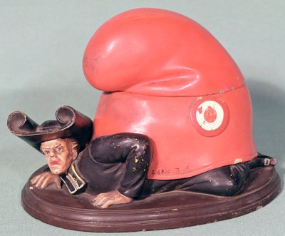 Encrier ou pot à tabac en forme de prêtre écrasé par un bonnet phrygien, 1870 - French School