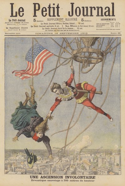 Une ascension involontaire (litho couleur) - French School