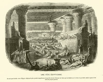 Fête égyptienne antique pendant le règne de Cléopâtre VII - French School