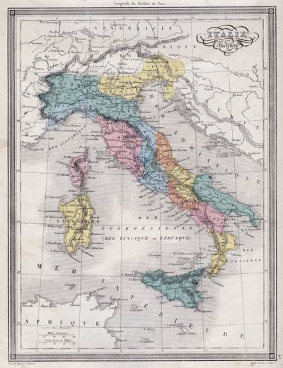 Italie antique - Planche extraite de « Atlas universel de géographie ancienne et moderne pour les écoles résidentielles » par Vuillemin - vers 1845 - French School