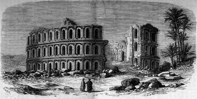 Architecture ancienne : amphithéâtre romain (IIIe siècle) à El Djem (El Jem), Tunisie - French School