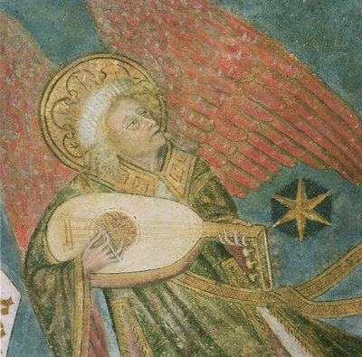 Ange musicien jouant du luth (détail) - French School