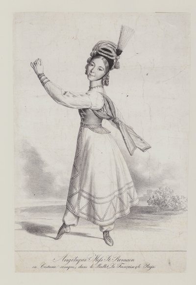 Angelique St Romain Mees en costume de cosaque pour le ballet La Française et le Raja - French School