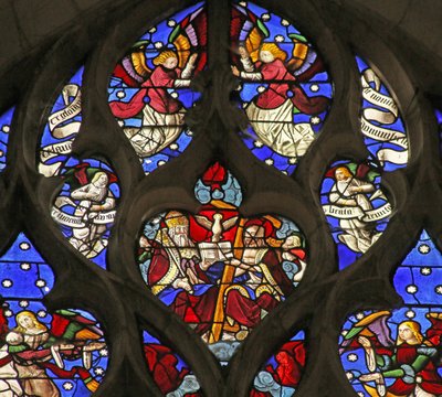 Les anges entourent la Trinité - French School