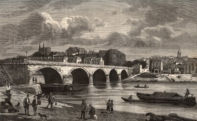 Angers - Maine-et-Loire dans la région Pays de la Loire - gravure dans "La France illustrée : géographie, histoire, administration statistique" par V.A. Malt-Brown. 1884 - French School
