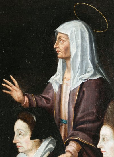 Anne Aubery et son protecteur, (détail). Triptyque d