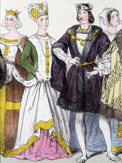 Anne de Bretagne et Charles VIII - dans "La monarchie française en estampes" - French School