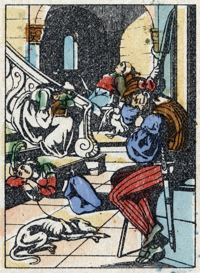 Illustration anonyme pour « La Belle au bois dormant », conte de Charles Perrault (1628-1703), écrivain français. Gravure sur bois de l
