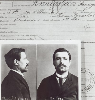 Forme anthropométrique de François Claudius Koenigstein, dit Ravachol (1859-92) - French School