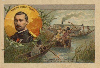 Antoine Mizon attaqué sur le fleuve Niger en 1890 - French School