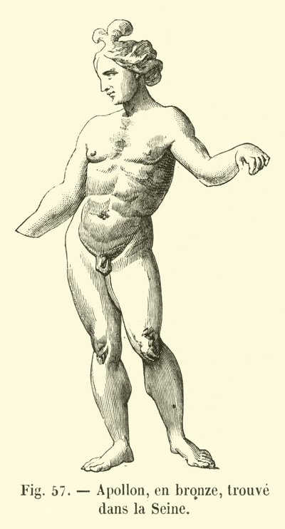 Apollon, en bronze, trouve dans la Seine (engraving) - French School