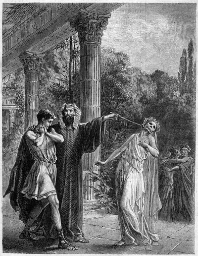 Apollonius à Corinthe. Dans « Histoire de la magie du Monde surnaturel et de la Fatalité à travers les temps et les peuples », Furne Jouvet et Cie éditeurs (1869) - French School
