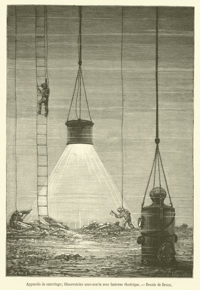 Appareils de sauvetage, Observatoire sous-marin avec lanterne électrique - French School