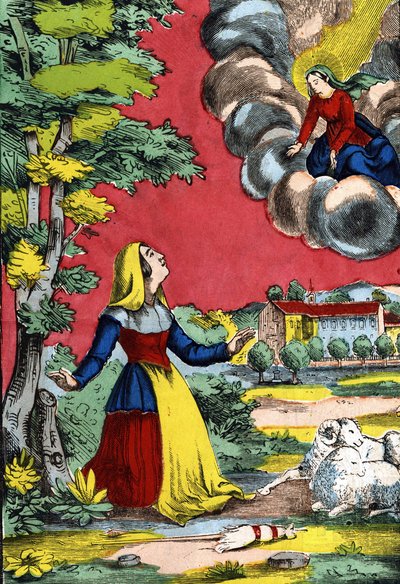 Apparition de la Vierge Marie à la Sainte Sœur Benoite, connue comme la Bergère du Laus. Image d