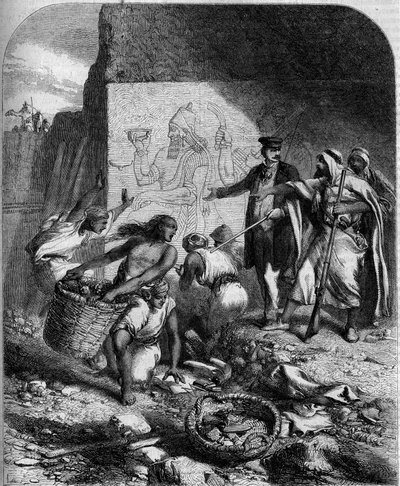 Fouilles archéologiques : découverte de bas-reliefs assyriens à Nemroud (Asie Mineure) par l