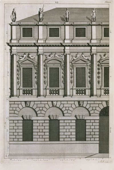 Conception architecturale démontrant les proportions palladiennes, gravée par Bernard Picart, c.1716 - French School
