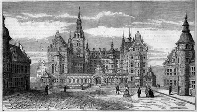 Architecture : vue extérieure du château de Frederiksborg (vers 1625) au Danemark - French School