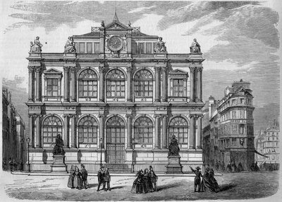 Architecture : vue de la façade du Musée Bibliothèque (inauguré en 1847) de la ville du Havre (Seine Maritime, 76). Gravure dans « Le Monde Illustré » n°27 du 17 octobre 1857. - French School