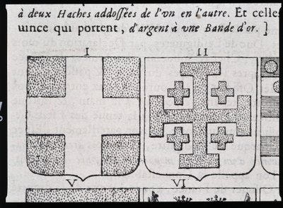 Armes de Montmorency et Godefroy de Bouillon - dans "La vraye et parfaite science des armoiries ou l