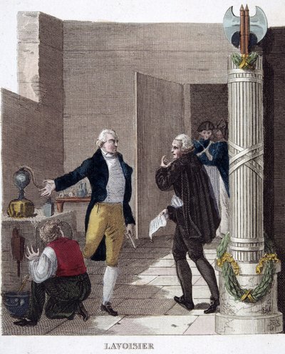 Arrestation de Lavoisier dans son laboratoire - French School