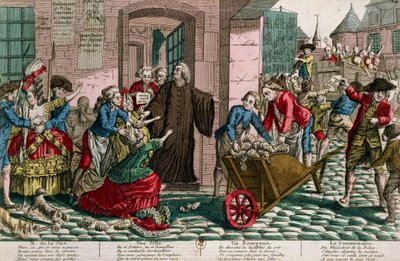 Arrestation des prostituées par la police à Paris, c.1759 - French School
