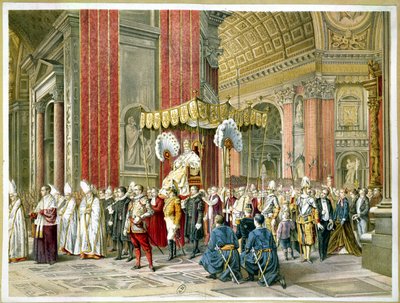 Arrivée du Pape Pie IX (1835-1914) sur la sedia gestatoria à l