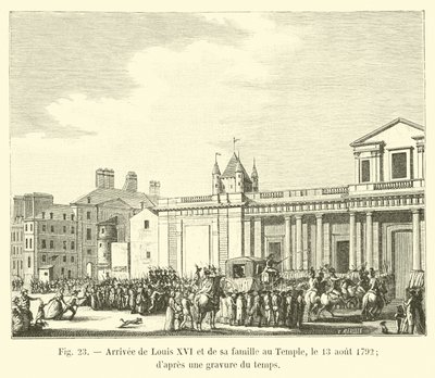 Arrivée de Louis XVI et de sa famille au Temple, le 13 août 1792; d
