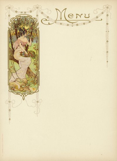 Design Art Nouveau pour un menu - French School