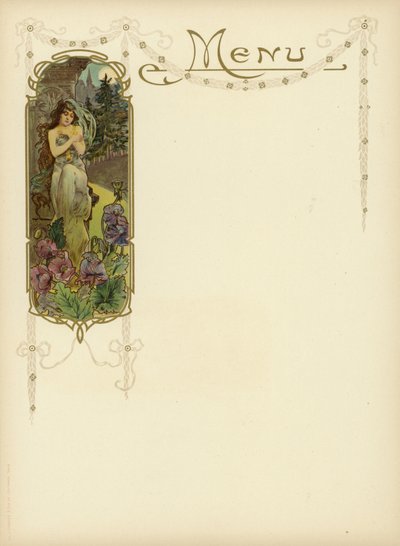 Design Art Nouveau pour un menu - French School