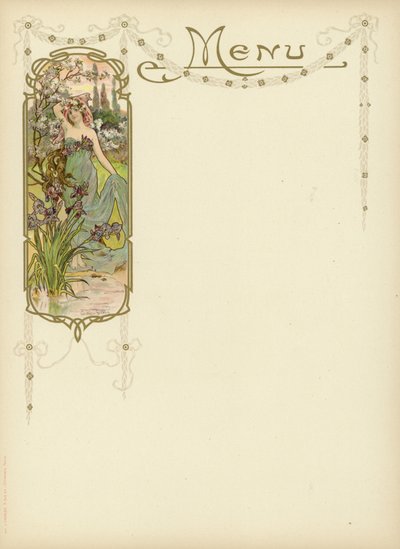 Design Art Nouveau pour un menu - French School