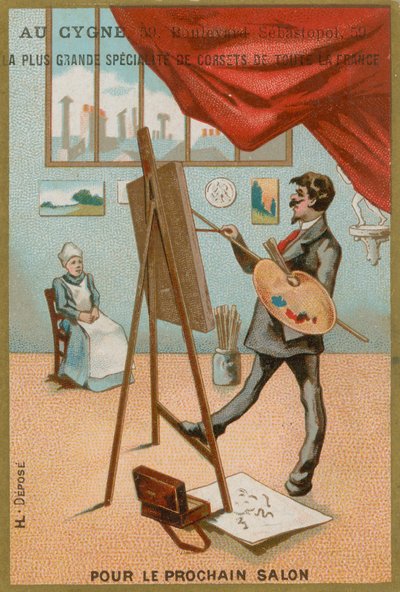 Artiste peignant une femme assise - French School