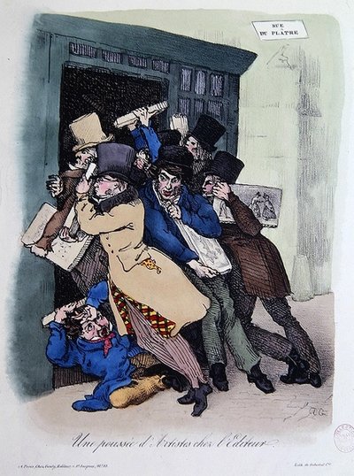 Artistes assiégeant la porte de l